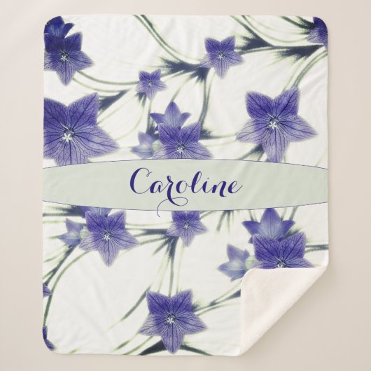 パープルパーソナライズされたフローラつる植物植物学 シェルパブランケット (正面)
