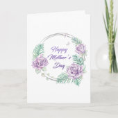 パープルパーソナライズされたフローラハッピーマザーズデイカード カード (正面)