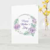 パープルパーソナライズされたフローラハッピーマザーズデイカード カード (黄色い花)
