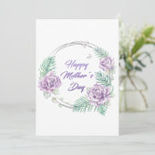 パープルパーソナライズされたフローラハッピーマザーズデイ カード (スタンド正面)