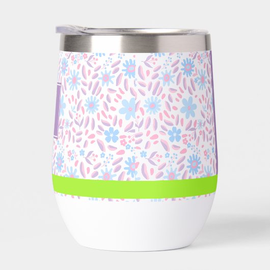 パープルパーソナライズされたフローラ名&モノグラム (右面)