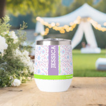 パープルパーソナライズされたフローラ名&モノグラム