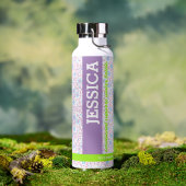 パープルパーソナライズされたフローラ名&モノグラム ウォーターボトル