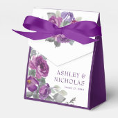 パープルパーソナライズされたフローラ結婚ズ フェイバーボックス (正面サイド)