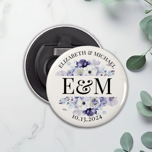 パープルパーソナライズされたフローラ結婚式の引き出物 栓抜き