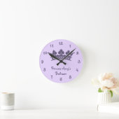 パープルパーソナライズされたプリンセスガールズベッドルーム ラウンド壁時計 (ホーム)