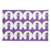 パープルパーソナライズされたプリンセスシルエット女子 枕カバー (裏面)