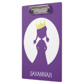 パープルパーソナライズされたプリンセスシルエット童話 クリップボード (左)