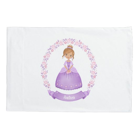 パープルパーソナライズされたプリンセスピラローケース 枕カバー (裏面)