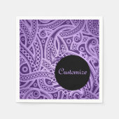 パープルパーソナライズされたペイズリーパタファンキーーンナプキン スタンダードカクテルナプキン (正面)