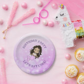 パープルパーソナライズされたマーメイドお誕生日ケーキプレート ペーパープレート (パーティー)