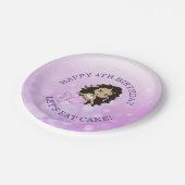 パープルパーソナライズされたマーメイドお誕生日ケーキプレート ペーパープレート (アングル)