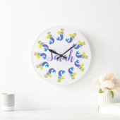 パープルパーソナライズされたマーメイドガールベッドルームバスルーム ラージ壁時計 (ホーム)