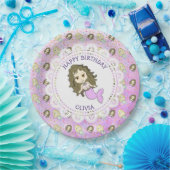 パープルパーソナライズされたマーメイド誕生日プレート ペーパープレート (パーティー)