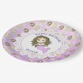 パープルパーソナライズされたマーメイド誕生日プレート ペーパープレート (アングル)