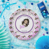 パープルパーソナライズされたマーメイド誕生日プレート ペーパープレート (パーティー)