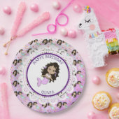 パープルパーソナライズされたマーメイド誕生日プレート ペーパープレート (パーティー)