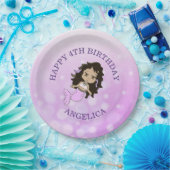 パープルパーソナライズされたマーメイド誕生日プレート ペーパープレート (パーティー)