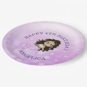 パープルパーソナライズされたマーメイド誕生日プレート ペーパープレート (アングル)