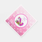 パープルパーソナライズされたユニコーンハッピーバースデー スタンダードランチョンナプキン (角)