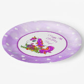 パープルパーソナライズされたユニコーンハッピーバースデー ペーパープレート (アングル)