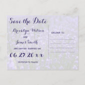 パープルパーソナライズされたラベンダーの日付を保存 案内ポストカード (裏面)