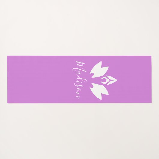 パープルパーソナライズされたロータスとヨガポーズシルエット ヨガマット (裏面(横))