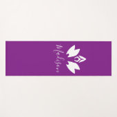 パープルパーソナライズされたロータスとヨガポーズシルエット ヨガマット (正面(横))