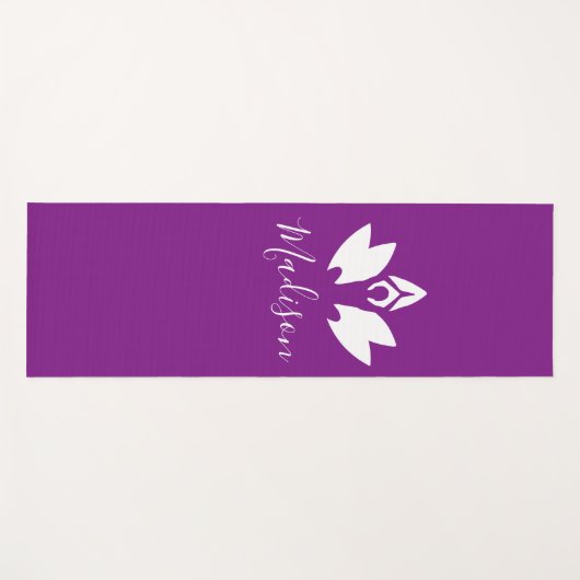 パープルパーソナライズされたロータスとヨガポーズシルエット ヨガマット (正面(横))
