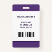 パープルパーソナライズされた医療従事者 バッジ (裏面)