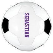 パープルパーソナライズされた名前をカスタムするスポーツチーム番号 サッカーボール (回転)