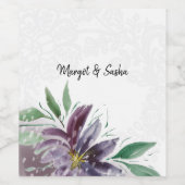 パープルパーソナライズされた抽象芸術ロータスウォーターカラーレース ワインラベル (シングルラベル)