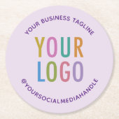 パープルパーソナライズされた紙コースターカスタムロゴ ラウンドペーパーコースター (正面)