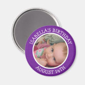 パープルパーソナライズされた誕生日リマインダー磁石 マグネット (正面/裏面)