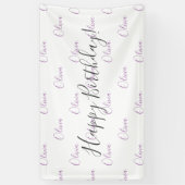 パープルパーソナライズされた誕生日名バナー 横断幕 (縦)