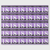 パープルパーソナライズされた18誕生日ピンク水玉模様 ラッピングペーパー (フラット)