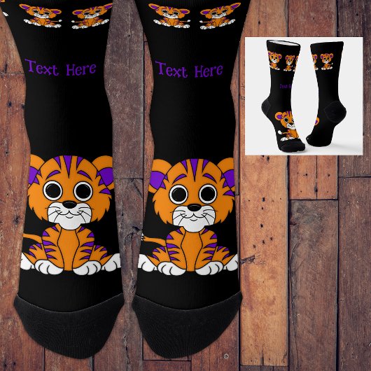パープルパーソナライズされた&オレンジベビータイガー ソックス