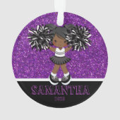 パープルパーソナライズされた&ブラックチアリーティングオーナメント オーナメント (裏面)
