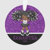 パープルパーソナライズされた&ブラックチアリーティングオーナメント オーナメント (正面)