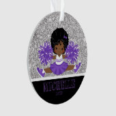 パープルパーソナライズされた&ブラックチアリーティングオーナメント オーナメント (正面)