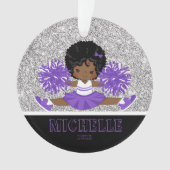 パープルパーソナライズされた&ブラックチアリーティングオーナメント オーナメント (正面)