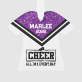 パープルパーソナライズされた&ブラック応援ママオーナメント オーナメント (裏面)