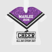 パープルパーソナライズされた&ブラック応援ママオーナメント オーナメント (正面)