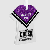 パープルパーソナライズされた&ブラック応援ママオーナメント オーナメント (正面)