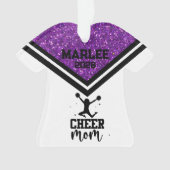 パープルパーソナライズされた&ブラック応援ママオーナメント オーナメント (正面)