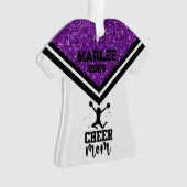パープルパーソナライズされた&ブラック応援ママオーナメント オーナメント (正面)