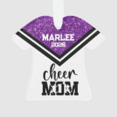 パープルパーソナライズされた&ブラック応援ママオーナメント オーナメント (裏面)