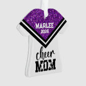 パープルパーソナライズされた&ブラック応援ママオーナメント オーナメント (正面)