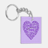 パープルパーソナライズされたBFFハートキーチェーン キーホルダー (正面左)