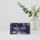 パープルパーソナルトレーナージムコーチウェイトダンベル 名刺 (スタンド正面)